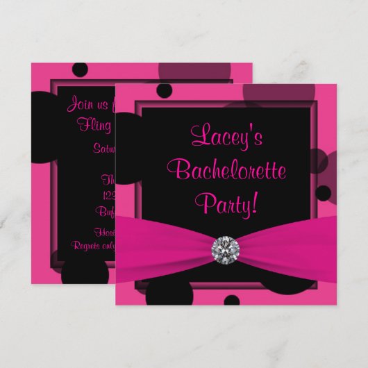 Hot Pink Bubbles Hot Pink Bachelorette Party Kaart (Voorkant / Achterkant)