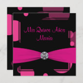 Hot Pink Bubbles Quinceanera Kaart (Voorkant / Achterkant)