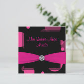 Hot Pink Bubbles Quinceanera Kaart (Staand voorkant)