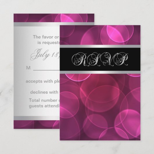Hot Pink Bubbles RSVP (Voorkant / Achterkant)