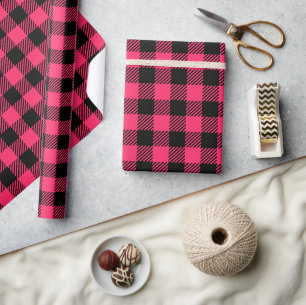 Hot Pink Buffalo Plaid Patterns Cadeaupapier