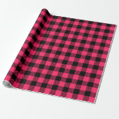 Hot Pink Buffalo Plaid Patterns Cadeaupapier (Uitgerold)