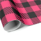 Hot Pink Buffalo Plaid Patterns Cadeaupapier (Rol Hoek)