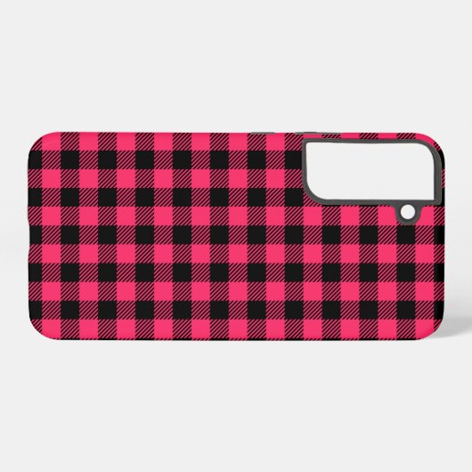  Hot Pink Buffalo Plaid Patterns Samsung Galaxy Hoesje (Achterkant horizontaal)