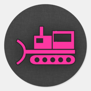 Hot Pink Bulldozer Ronde Sticker