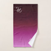 Hot Pink Burgundy Ombre Monogram Bad Handdoek (Handdoek)