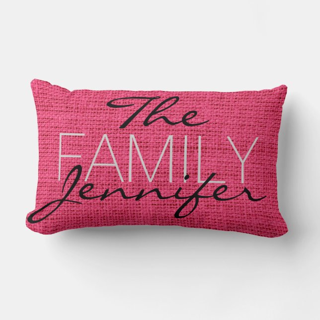 Hot Pink Burlap Rustic Linen Monogram Kussen (Voorkant)