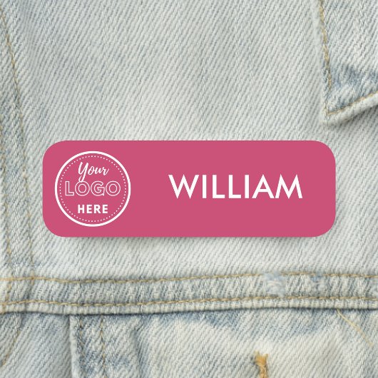 Hot Pink Business Logo Minimalistisch personeel Naamplaatje