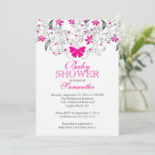  Hot Pink Butterfly Baby Meisje Baby shower Kaart (Staand voorkant)