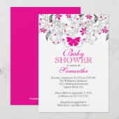 Hot Pink Butterfly Baby Meisje Baby shower Kaart (Voorkant / Achterkant)