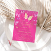 Hot Pink Butterfly Baby shower Uitnodiging