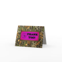 Hot Pink Camo Bedankt Card