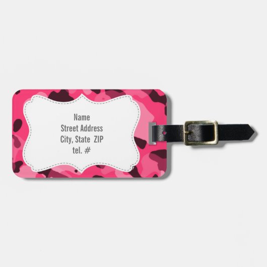 Hot Pink Camo; Camouflage Bagagelabel (Voorkant horizontaal)
