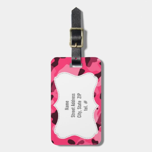 Hot Pink Camo; Camouflage Bagagelabel (Voorkant verticaal)