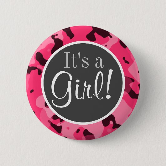 Hot Pink Camo; Camouflage Ronde Button 5,7 Cm (Voorkant)