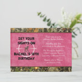 Hot Pink Camo Foto Birthday - Uitnodiging - grappi (Staand voorkant)
