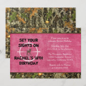 Hot Pink Camo Foto Birthday - Uitnodiging - grappi (Voorkant / Achterkant)