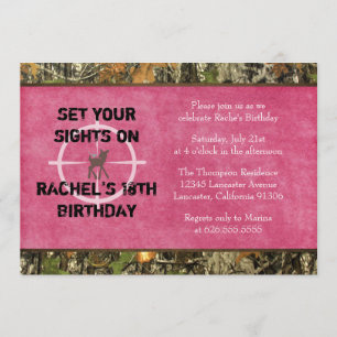 Hot Pink Camo Foto Birthday - Uitnodiging - grappi