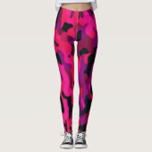 Hot Pink Camo Leggings - Unique Camo Pattern (Voorkant)
