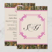 Hot Pink Camo Rustic Hunting Wedding Invitation Kaart (Voorkant / Achterkant)