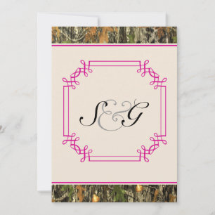 Hot Pink Camo Rustic Hunting Wedding Invitation Kaart