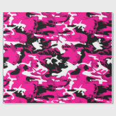 Hot Pink Camouflage Zwart Wit Camo Cadeaupapier (Vlak)