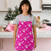 Hot Pink Candy Cane Peppermint Snowflakes Naam toe Schort