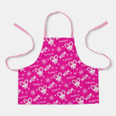 Hot Pink Candy Cane Peppermint Snowflakes Naam toe Schort (Voorkant)