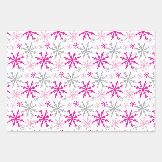Hot Pink Candy Canes Pepermunt & Snowflakes Naam Inpakpapier Vel (Voorkant 2)