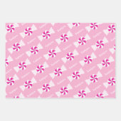 Hot Pink Candy Canes Pepermunt & Snowflakes Naam Inpakpapier Vel (Voorkant 3)