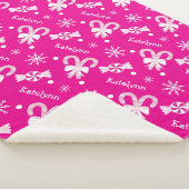 Hot Pink Candy Canes Pepermunt & Snowflakes Naam Sherpa Deken (3/4)