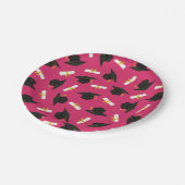 Hot Pink Cap Diplomas Pattern Graduation Party Papieren Bordje (Gekanteld)