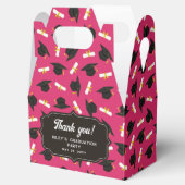 Hot Pink Cap Diplomas Pattern Graduation Thank You Bedankdoosjes (Geopend)