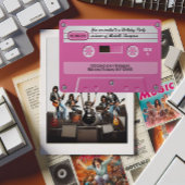 Hot-Pink Cassette Retro Verjaardagsfeestje Kaart