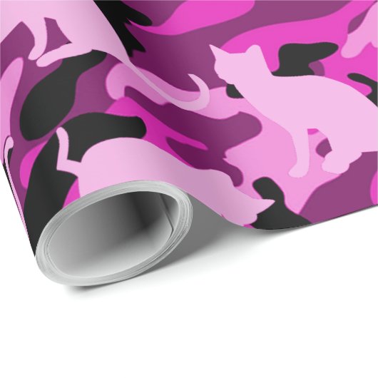 Hot Pink Catmouflage Cadeaupapier (Rol Hoek)