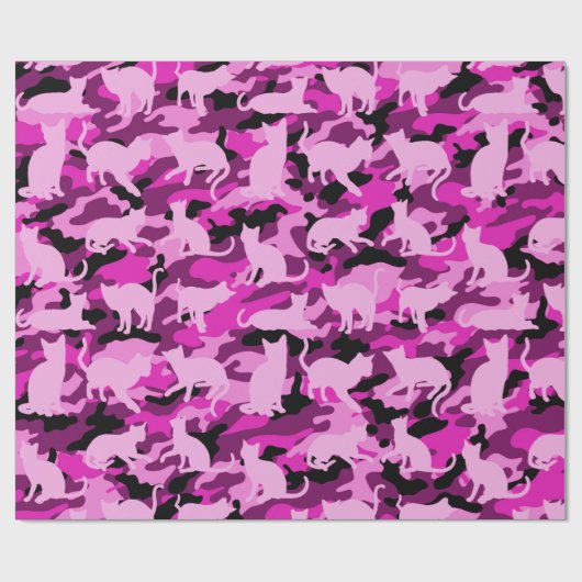 Hot Pink Catmouflage Cadeaupapier (Vlak)