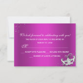 Hot Pink Chandelier Masquerade Quinceanera RSVP (Achterkant)