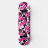 Hot Pink Chaos - Helder Roze Tropisch Persoonlijk Skateboard (Voorkant)