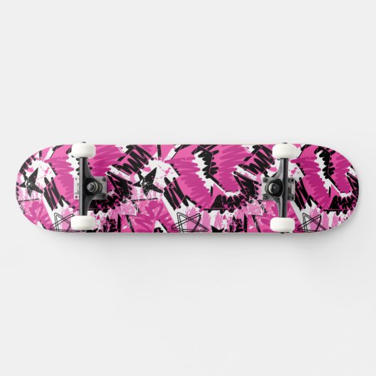 Hot Pink Chaos - Helder Roze Tropisch Persoonlijk Skateboard (Horizontaal)
