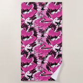 Hot Pink Chaos - Helder Roze Tropisch Strandlaken (Voorkant)