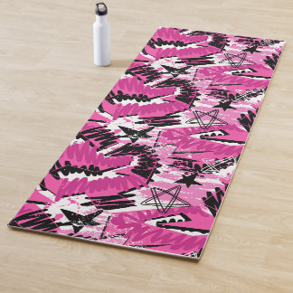 Hot Pink Chaos - Helder Roze Tropisch Yogamat