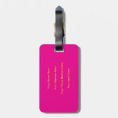 Hot Pink Chartreuse Yellow Neon Monogram Script Bagagelabel (Achterkant verticaal)