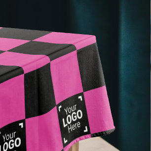 Hot Pink Checks Zakelijke Logo Work Event / Party Tafelkleed