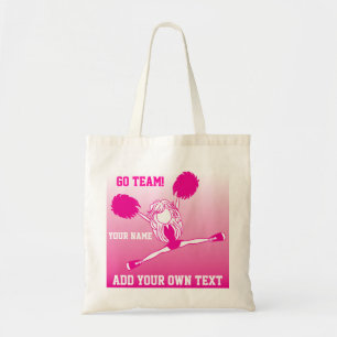 Hot Pink Cheering Cheerleader Girl Tote Bag