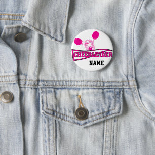 Hot-Pink Cheerleader Girl personaliseren Ronde Button 5,7 Cm