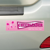 Hot Pink Cheerleader Girl Silhouette Bumpersticker (Op auto)
