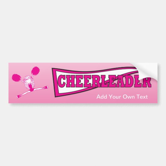 Hot Pink Cheerleader Girl Silhouette Bumpersticker (Voorkant)