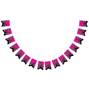 Hot Pink Cheerleader Verjaardag Vlaggetjes