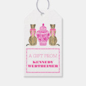 Hot Pink Cheetah Chinoserie Gift Label Cadeaulabel (Voorkant)