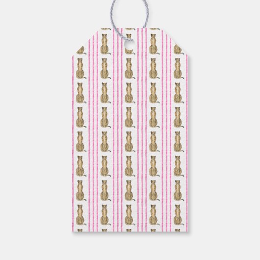 Hot Pink Cheetah Chinoserie Gift Label Cadeaulabel (Achterkant)